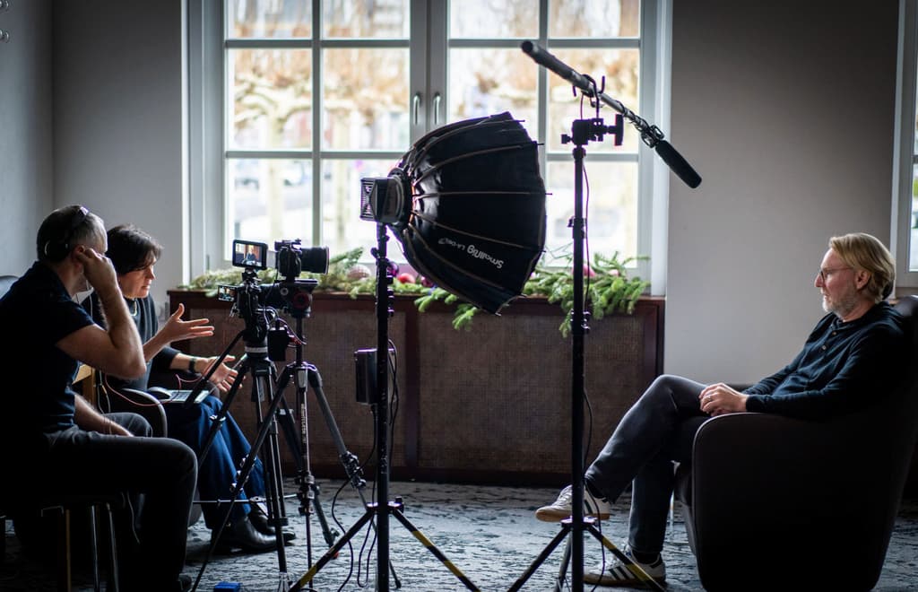 MHF Creative filming a corporate video interview in a professional working environment
