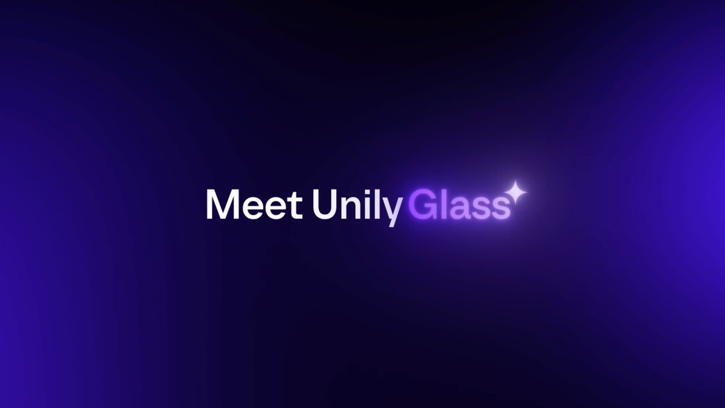 Unily Glass product launch animation title frame created by MHF Creative