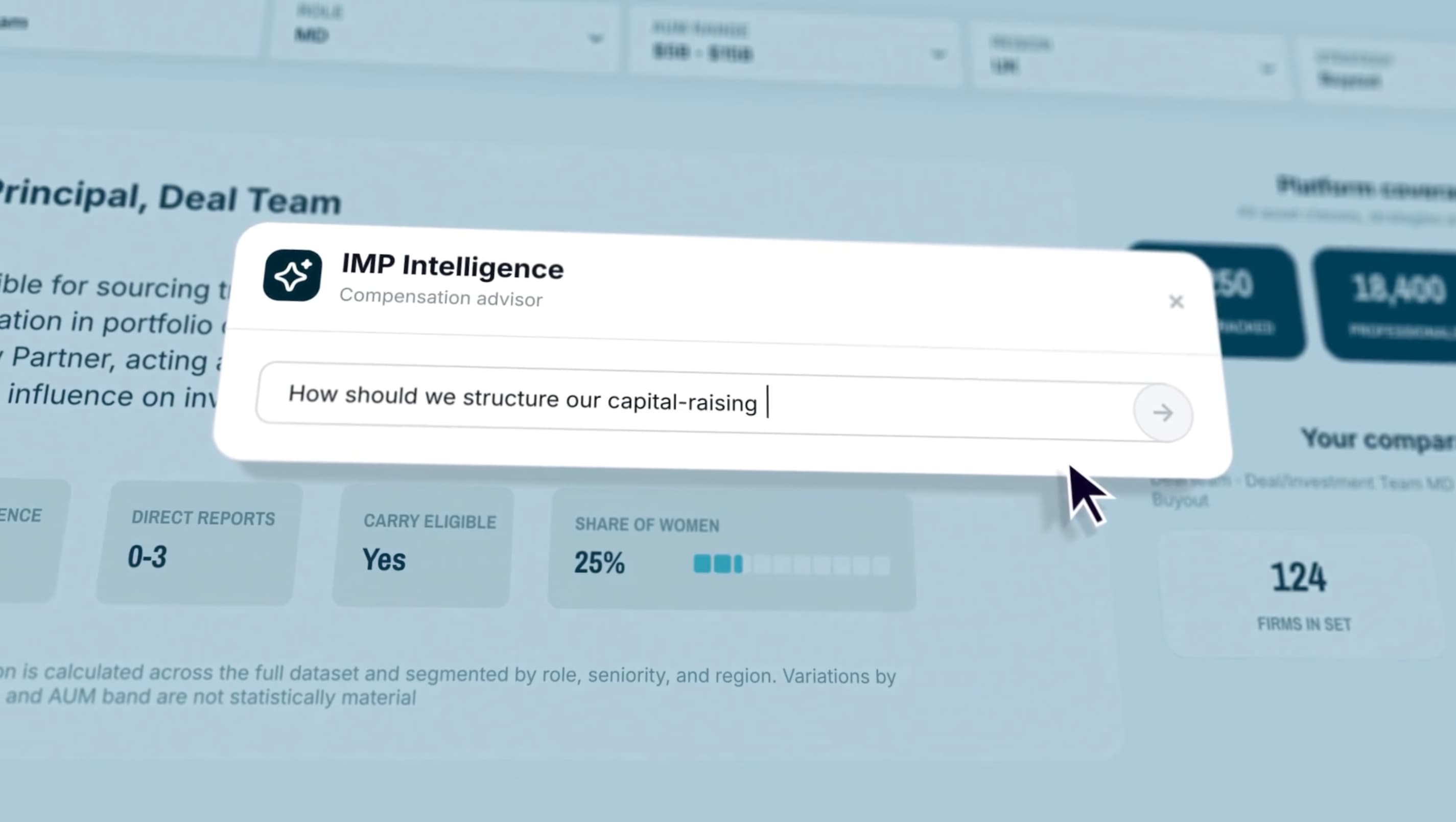 IMP Intelligence private markets compensation SaaS platform and query interface