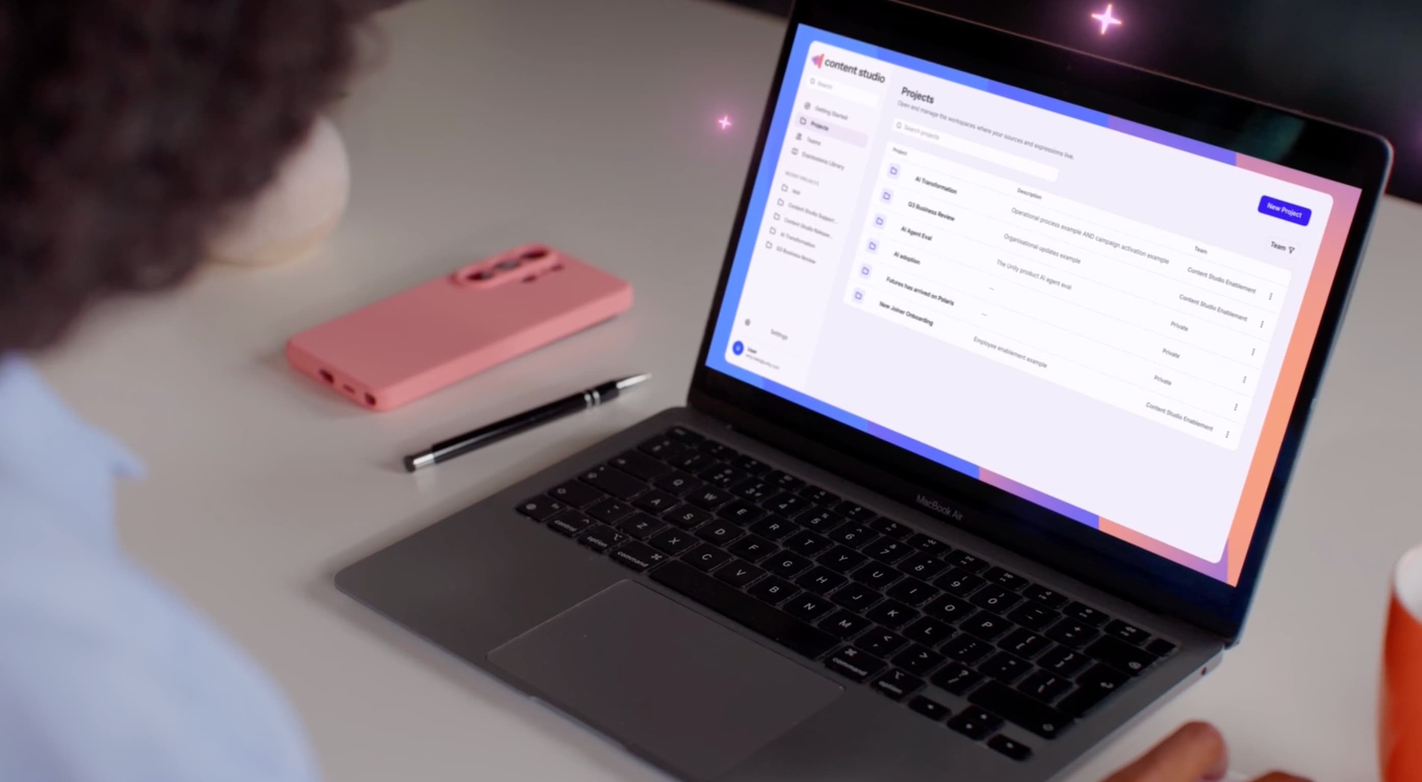 Animated product interface from the Unily Content Studio campaign