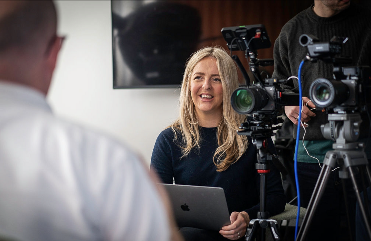 Behind the scenes: MHF Creative crew filming on a corporate production