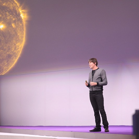 Photography of Brian Cox on stage at the Bett London Event