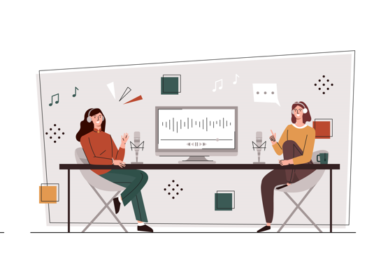 two people listening to music
