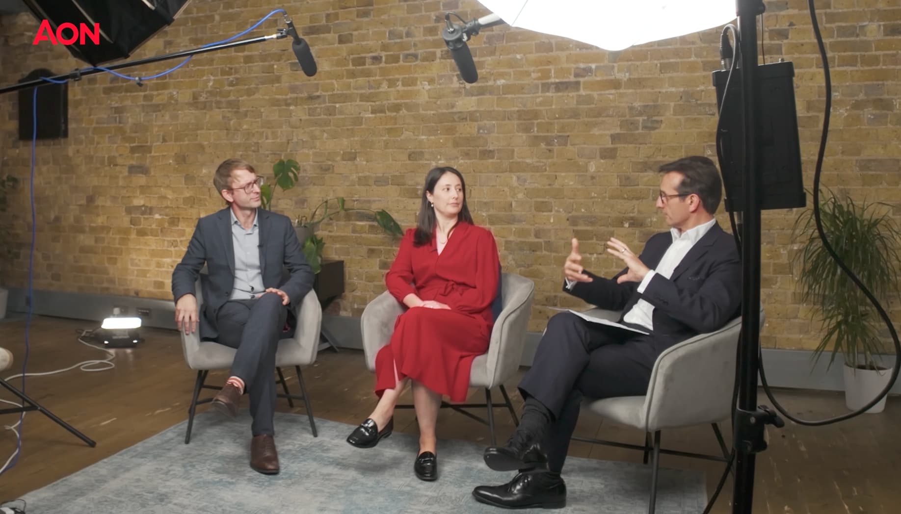 Aon Fireside Chat thought leadership video with senior leaders in conversation