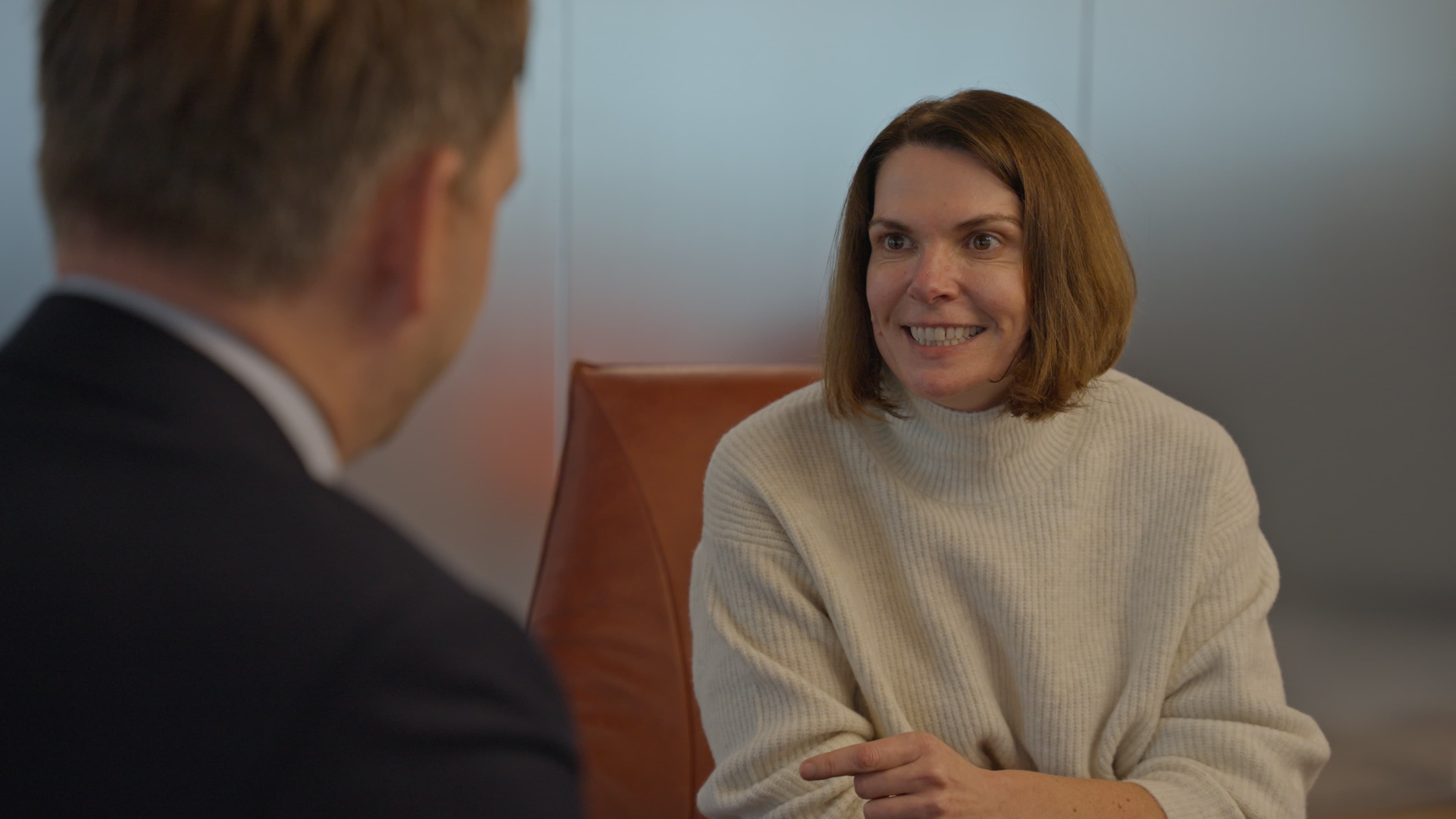 Evelyn Partners employee speaking during an employer brand and EVP film interview