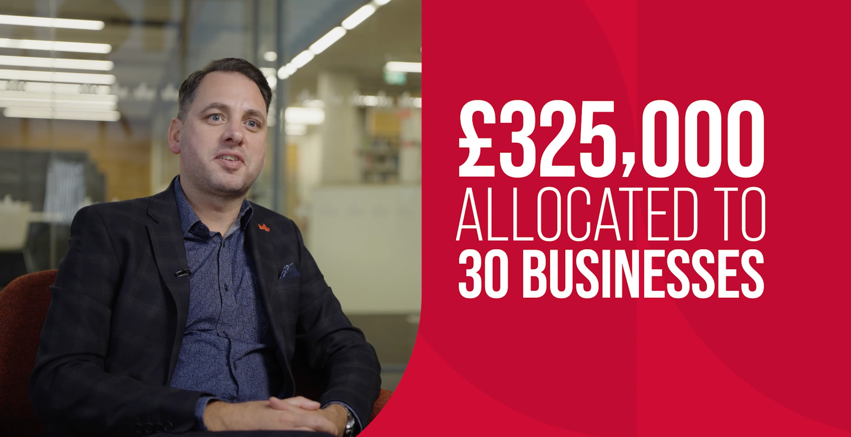 Animated statistics displayed within the University of Bedfordshire UKSPF case study video