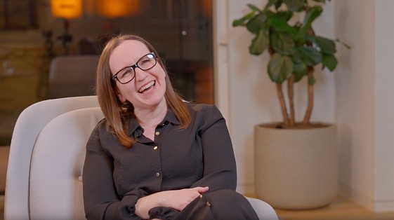 Behind-the-scenes at a recruitment video production agency filming a senior female leader at Evelyn Partners for a women in leadership campaign.
