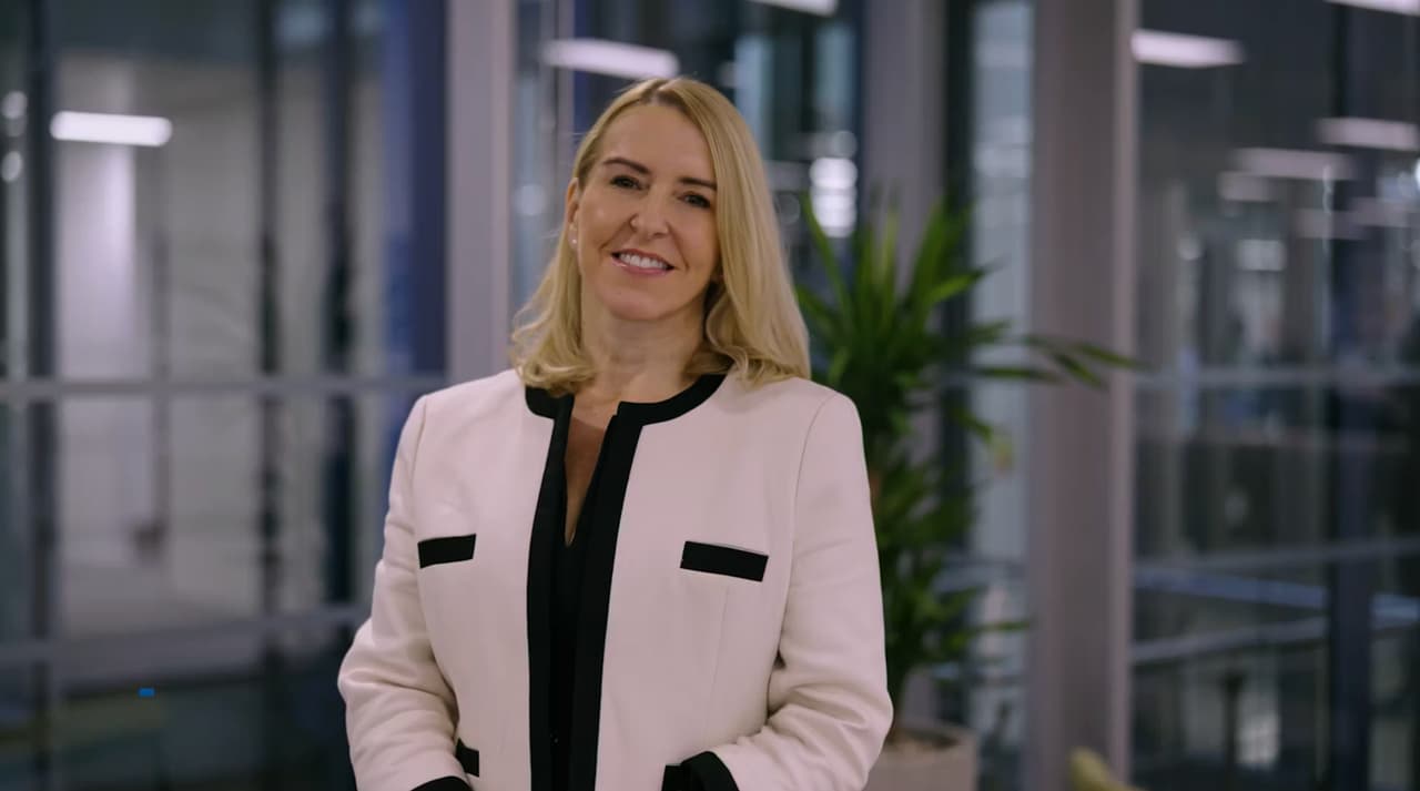 AmTrust employee speaking on camera during an employer brand video production