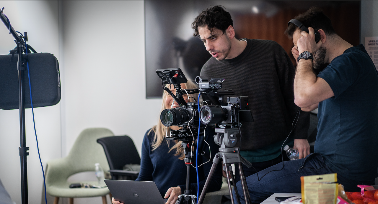 Behind the scenes of customer testimonial video production for Stulz filmed on location at Telehouse London